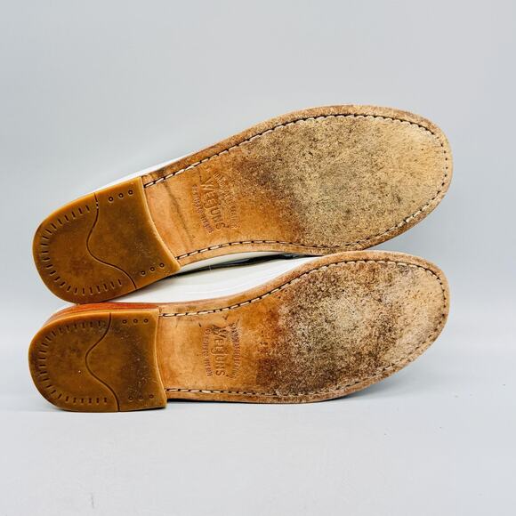 GH Bass & Co Shoes Womens 7.5 White Leather Weejuns Tassel Loafer Flats Pastel - Picture 8 of 11